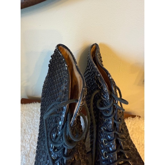 Jeffrey Campbell lita spike Woven Platform Ankle Boots Lace Up Chunky Heels 10M - Picture 9 of 9